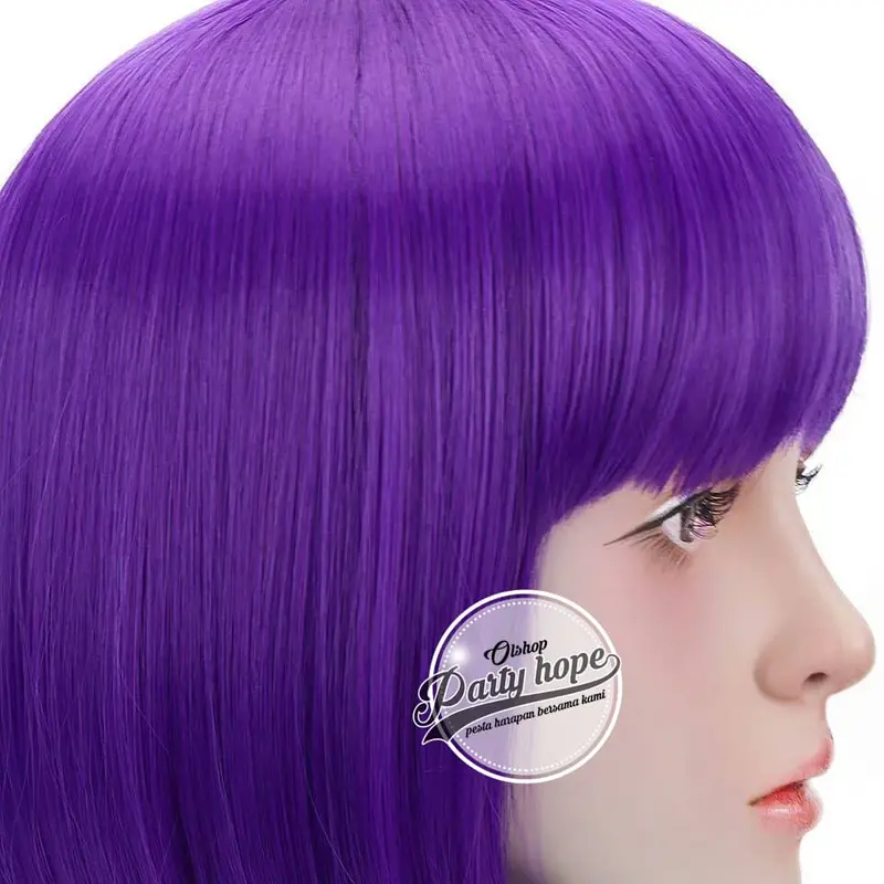 WIG Bob / Wig poni Pendek / Rambut palsu bob murah / Wig bob ungu tua 3