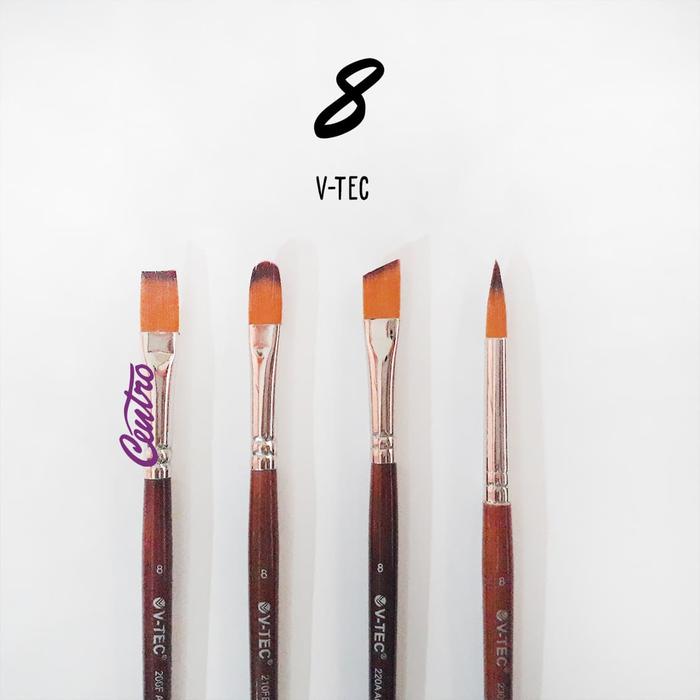 Gambar V-Tec Artist Brush 8 / Vtec Kuas Lukis Gambar No.8 - FLAT dari CENTRO TRADING Kota Bandung Tokopedia