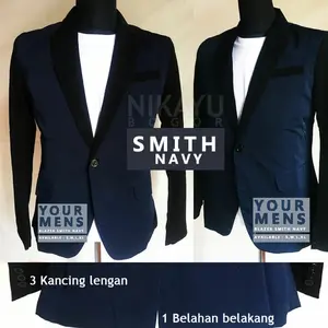 Jas Pria SMITH - Jas Pria Semi Formal Tebaru Murah Style Korea Navy Blazer Fit
