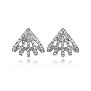 LRC Anting Tusuk Fashion Silver Color Full Diamond Design E92214