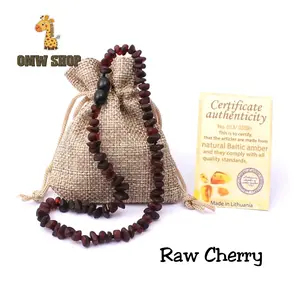 OMWshop Kalung Amber Pereda Nyeri Tumbuh Gigi Bayi Raw Cherry 33cm