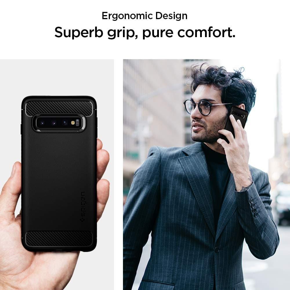 Case Galaxy S10 Plus / S10e / S10 Spigen Carbon Fiber Rugged Armor