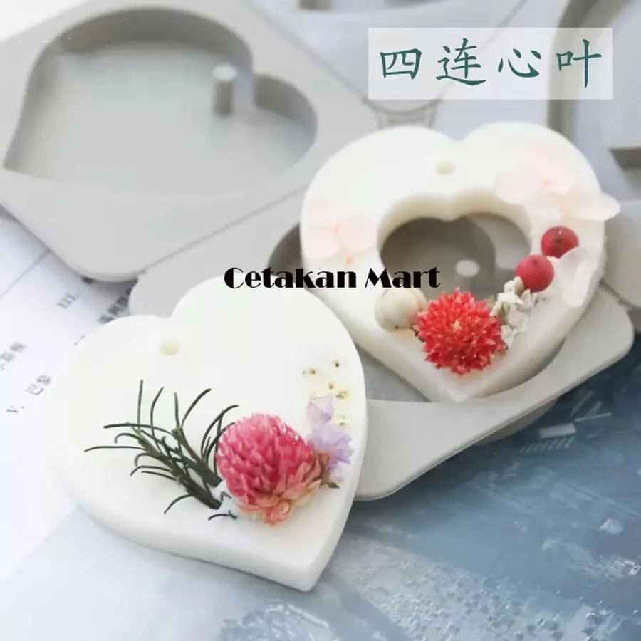 CM Cetakan Lilin Wax Heart Shape 4 cav Silikon