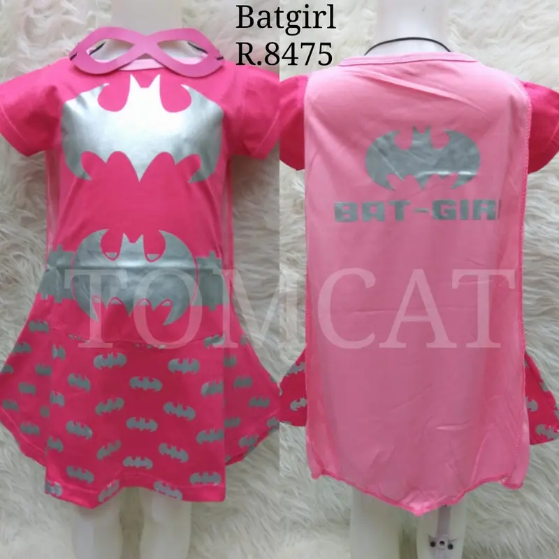 Dress Kostum Anak Cewek Bat Girl Pink Silver Baju Superhero 0