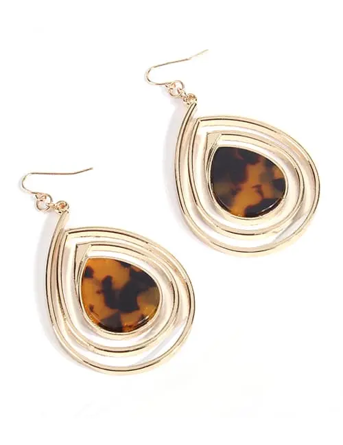 LRC Anting Gantung Fashion Amber Alloy Acetate Plate Drop F30349