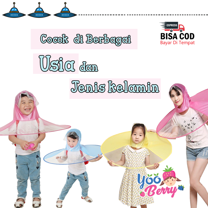 Gambar YooBerry Jas Hujan Anak UFO Raincoat Rain Coat UFO - Blue S dari Berry Baby Kota Bandung Tokopedia