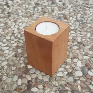 tempat lilin wood candle holder tinggi 8cm