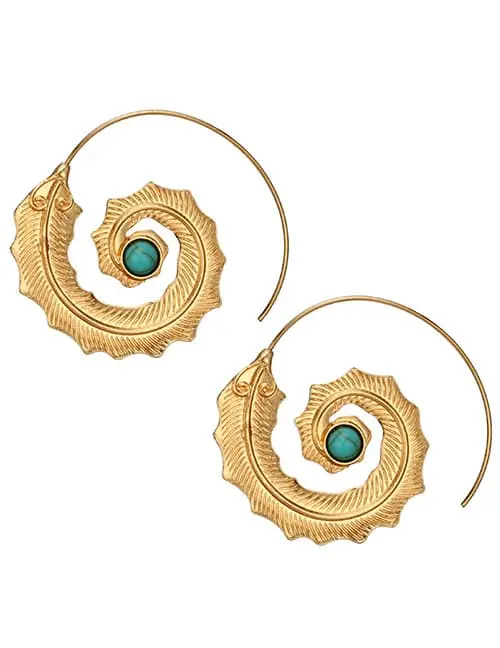 LRC Anting Tusuk Fashion Gold Color Gemstone Decorated Screw E93774