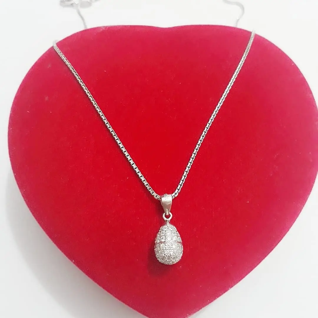 KALUNG ITALY PERMATA PERAK 925/ PERHIASAN SILVER LAPIS EMAS PUTIH/KL55