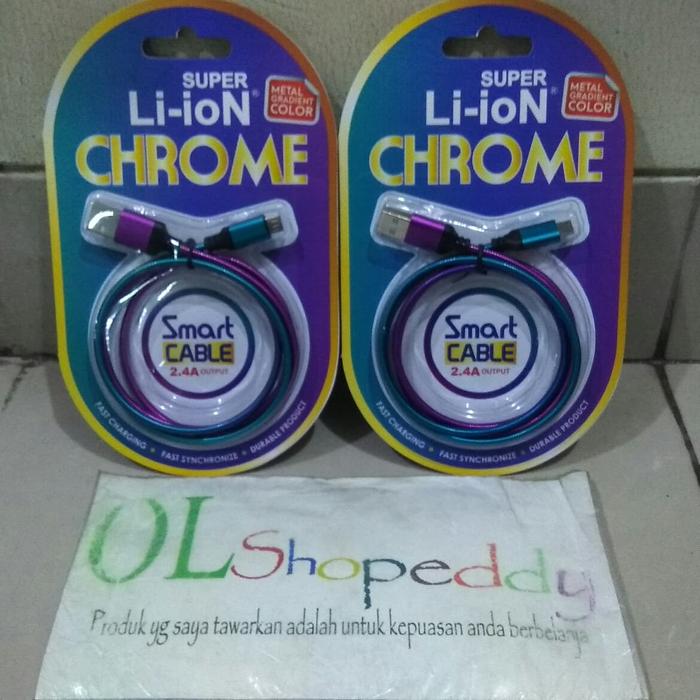 Gambar Kabel Data Super Li-ion Micro USB Fast Charging 2.4A New Chrome dari OLshopeddy Jakarta Pusat Tokopedia