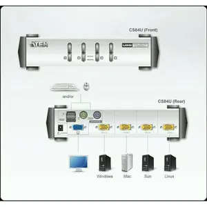 ATEN CS84U 1 Console (ps/2-usb) 4pcs (ps/2-usb) Hybrid KVM Switch