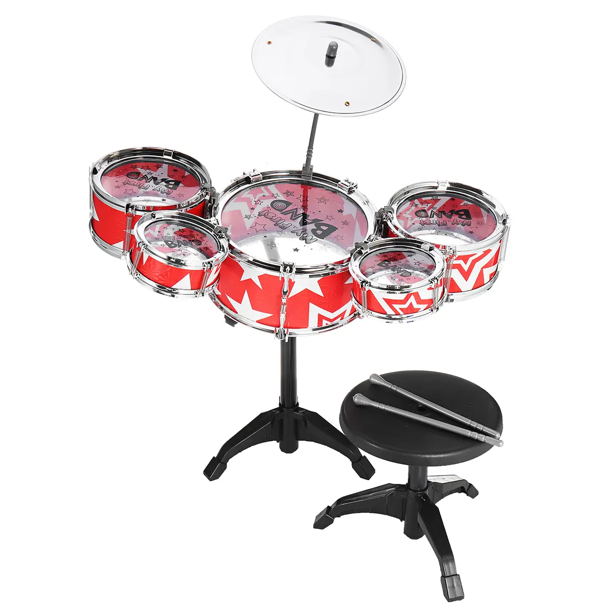 HOT 9Pcs Childs Kids Drum Kit Jazz Band Sound Drums Play Set Musical
