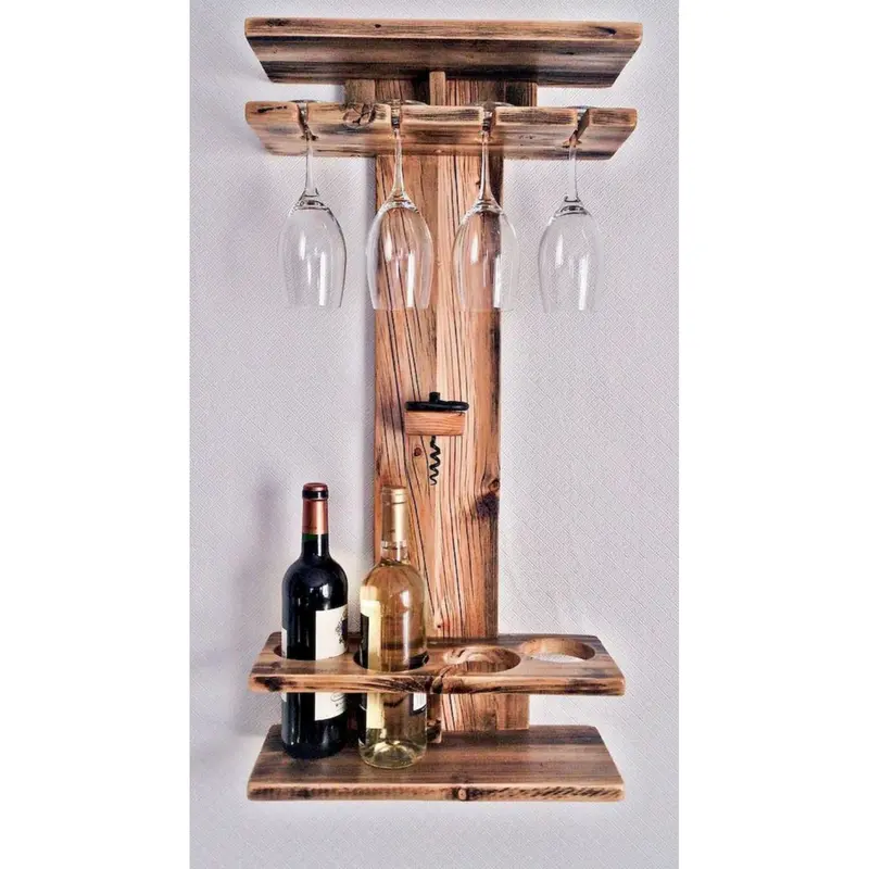 Rak display minuman bar kayu rustic murah keren 1