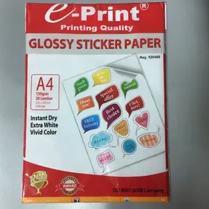 Glossy Sticker Paper e-Print A4 135gsm 20Lembar Kertas Stiker Mengkilap