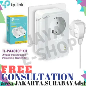 Powerline Adapter W/ AC Pass TPLINK PA4010KIT AV600 - RESMI[2 UNIT]