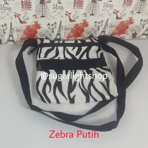 Bonding Pouch Zebra Putih Tas Jalan Hewan Kecil Sugar Glider, Tupai
