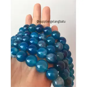 12mm aquamarine kilap grade natural aksesoris korea gelang kalung batu