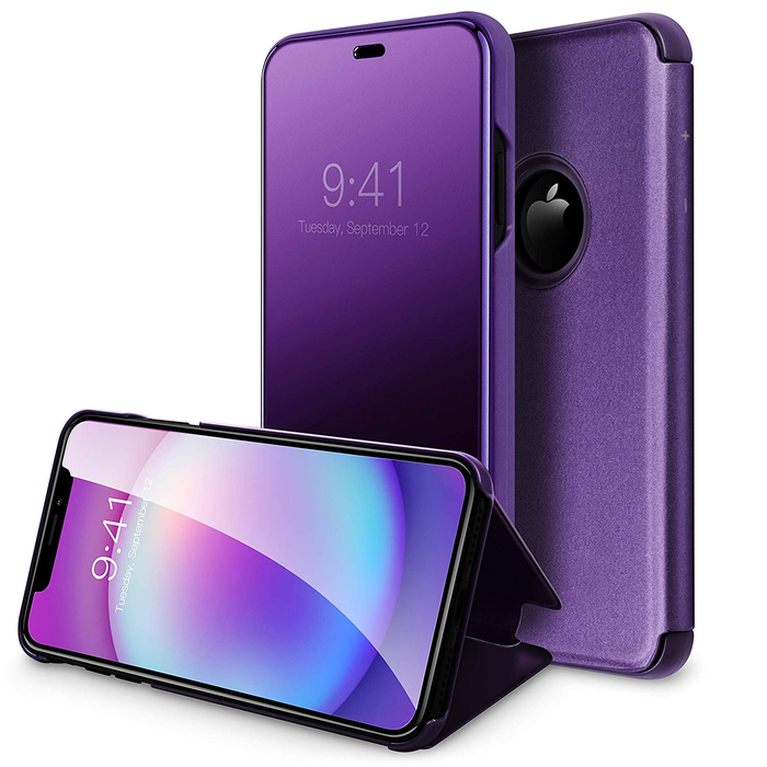 Gambar Flip CLEAR View Standing Stand Cover Mirror Case Iphone XS Max XSMax dari redAngus ID Kota Administrasi Jakarta Utara Tokopedia
