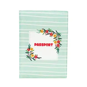 Cover Passport ShabbyFlowergreenLine Sampul Paspor Document Organizer