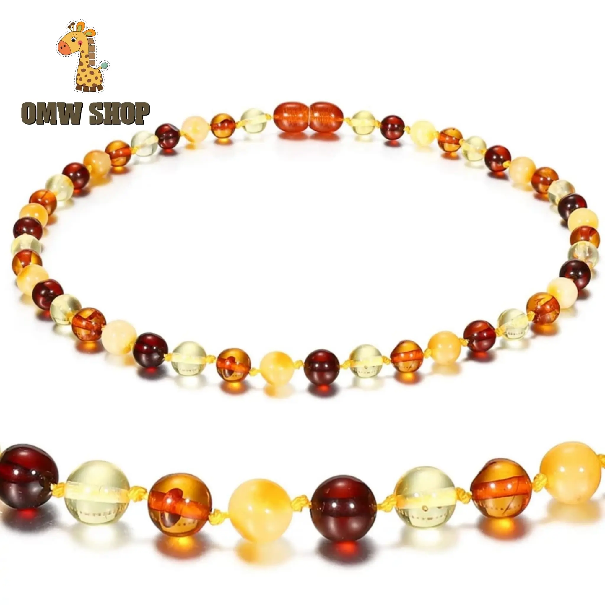 OMWshop Kalung Amber Tumbuh Gigi Bayi Multicolor 33cm 100% USA Lab Tes