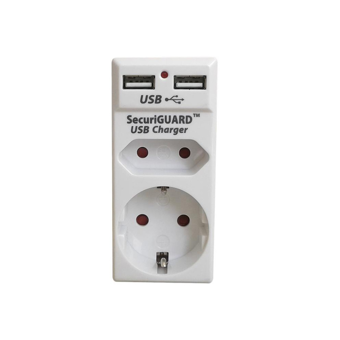 Gambar SECURIGUARD Dual USB 2.1A Powerplug VDE+ EU dari Asiadigi Official Store Kota Administrasi Jakarta Barat Tokopedia