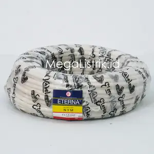 Eterna NYM 2x1.5 ( 50M ) / Kabel Listrik Putih Kawat Tembaga 2 x 1.5 MM ( Rol 50 Meter )