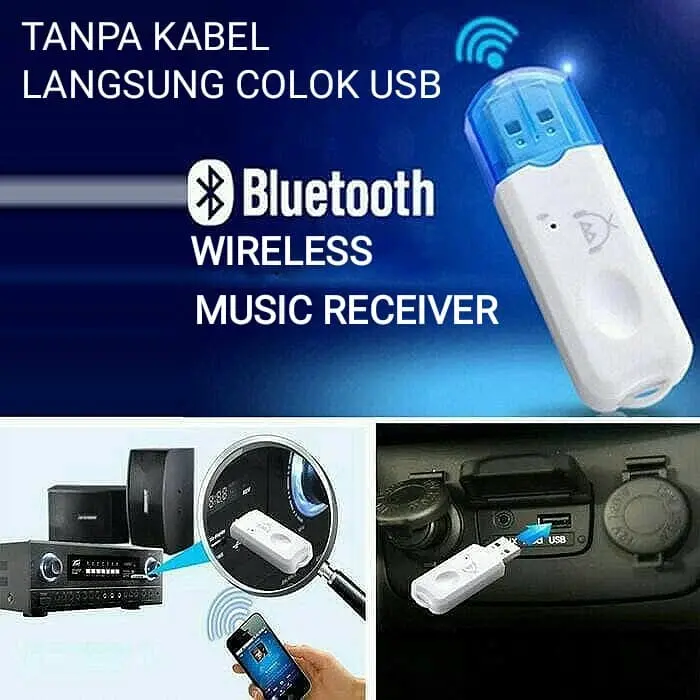 USB Bluetooth Receiver Audio Music tanpa kabel AUX 1