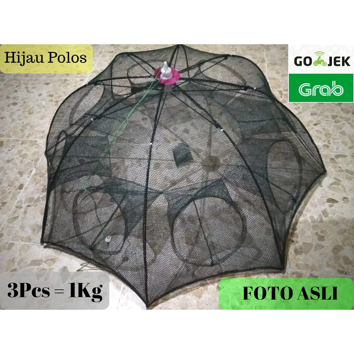 Jaring Payung Hexagonal Net 8 Lubang Untuk Kepiting Rajungan Udang