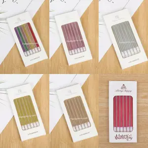 Lilin Ulang Tahun Panjang Metalik Gold/Silver/Pink/Multicolor isi 6 Pc
