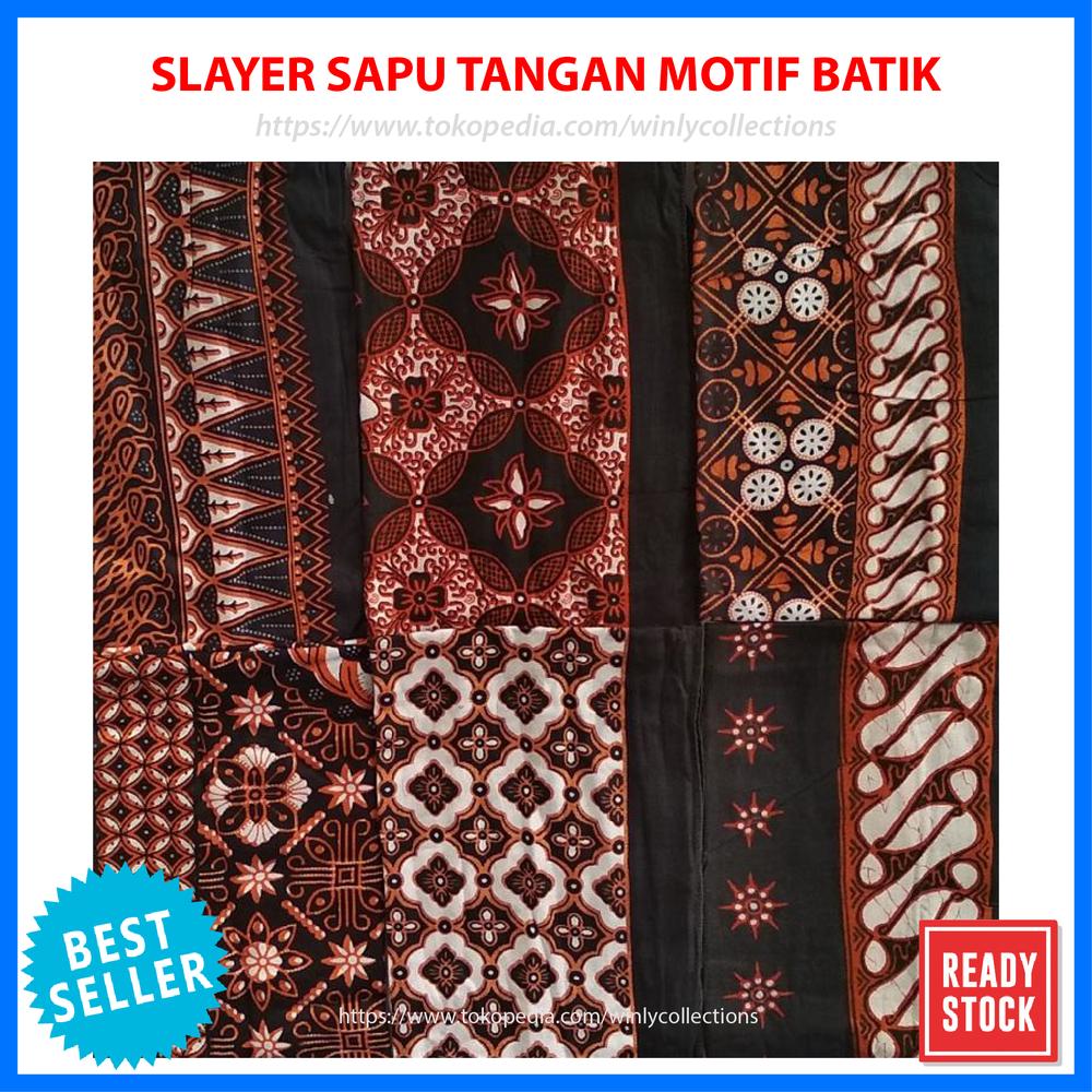 Masker Motor Slayer Sapu Tangan Motif Batik Coklat Katun uk 52 x 52 cm