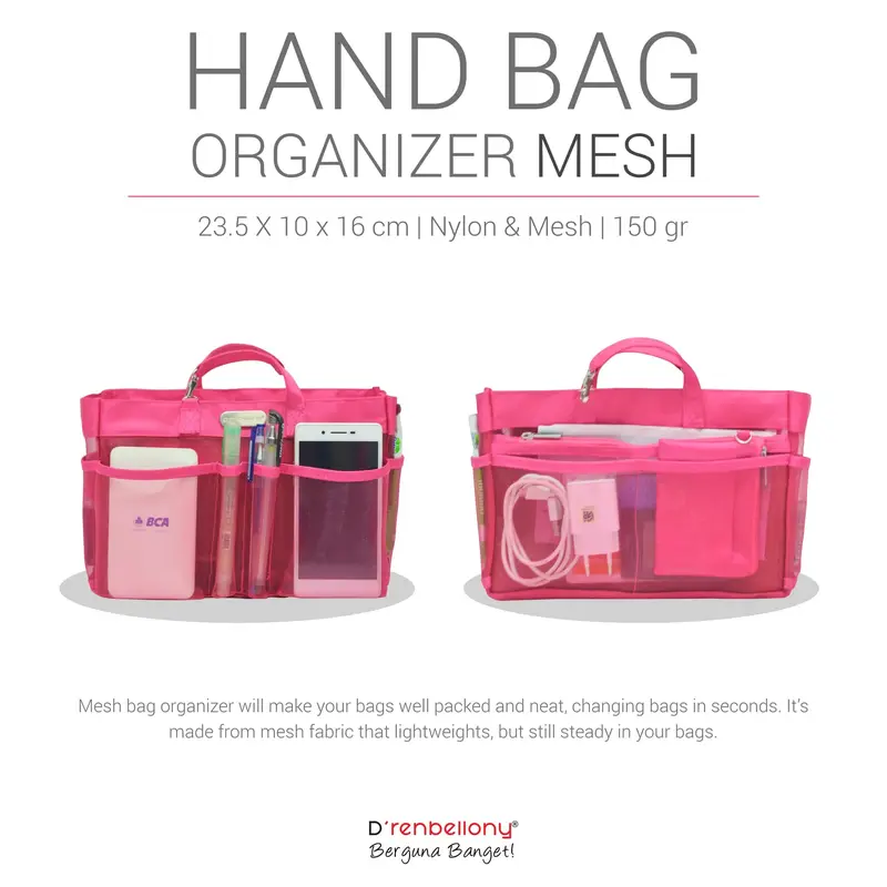 Drenbellony Hand Bag Organizer Mesh - Tas Organizer Ringan-Tas Wanita 1