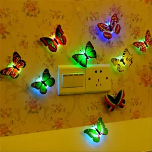 (5 PCS) LED Sticker Kupu Kupu Stiker Dinding LED Butterfly lampu Kamar