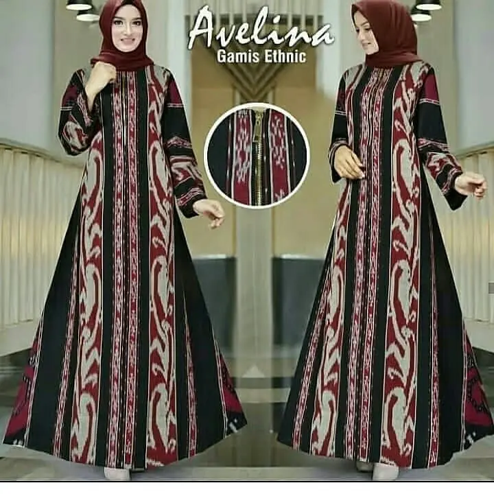 gamis tenun hitam etnic