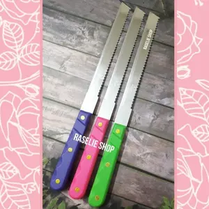 Kitchen Knife Pisau Stainless 2Sisi Mata Pisau Roti Cake Bolu Kue Tart