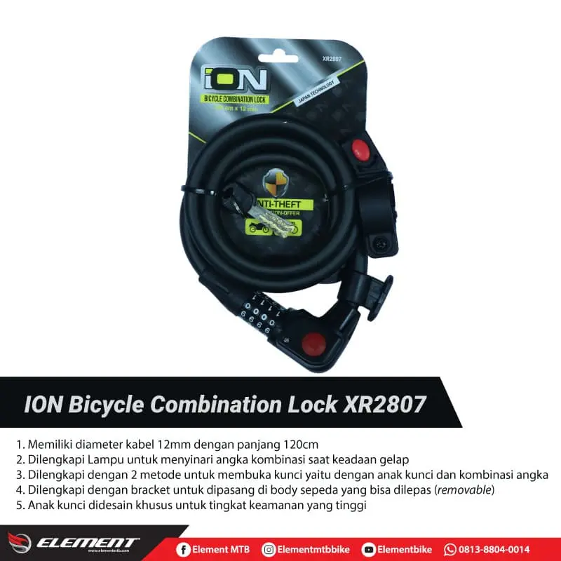 ION 2807 Gembok Sepeda/Lock Sepeda/Kunci Sepeda (New)