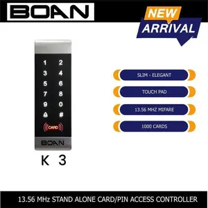 Access Control Boan K3 Mifare Reader Standalone With Led Keypad Pin