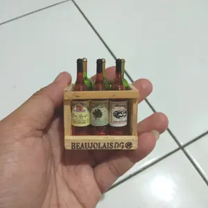 Miniatur Botol 6pc dan Rak Kayu