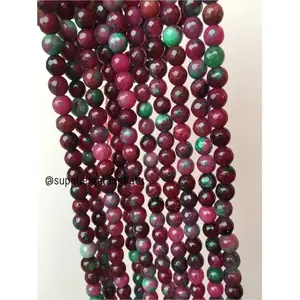 Natural TANZANIA 8mm CUTTING batu manik FACETED bead ruby red bracelet