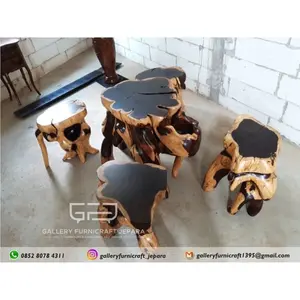 Meja Kopi Sonokeling Galeh Solid 4 Kursi