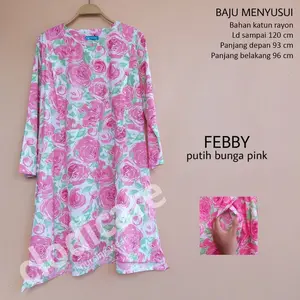 Mamigaya Dress Hamil Menyusui Febby Putih Bunga Pink