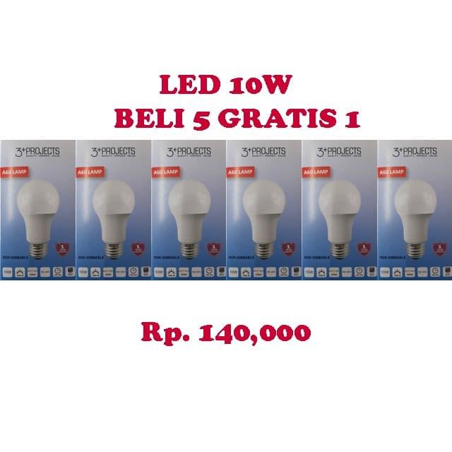 Gambar Bohlam 10W A60 PAKET 6PCS - Putih dari 3plusprojects Kota Administrasi Jakarta Utara Tokopedia