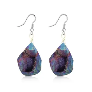 LRC Anting Gantung Fashion Purple Imitation Natural Stone F62912