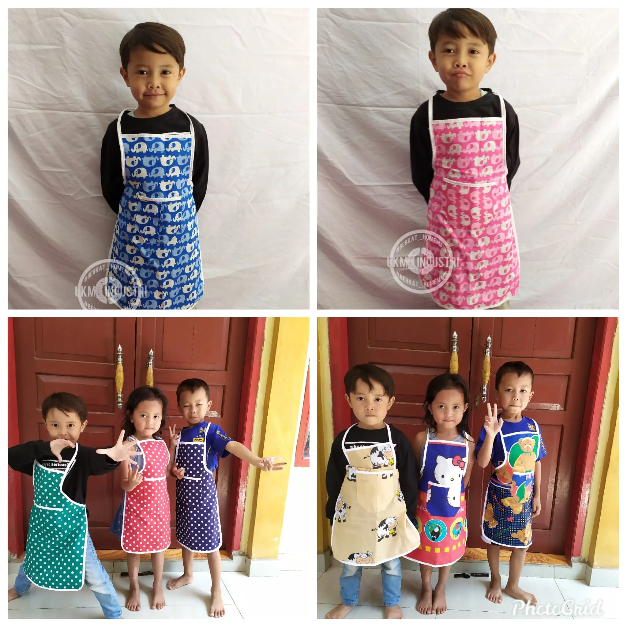 Celemek TK Apron Masak Anak Kain Motif