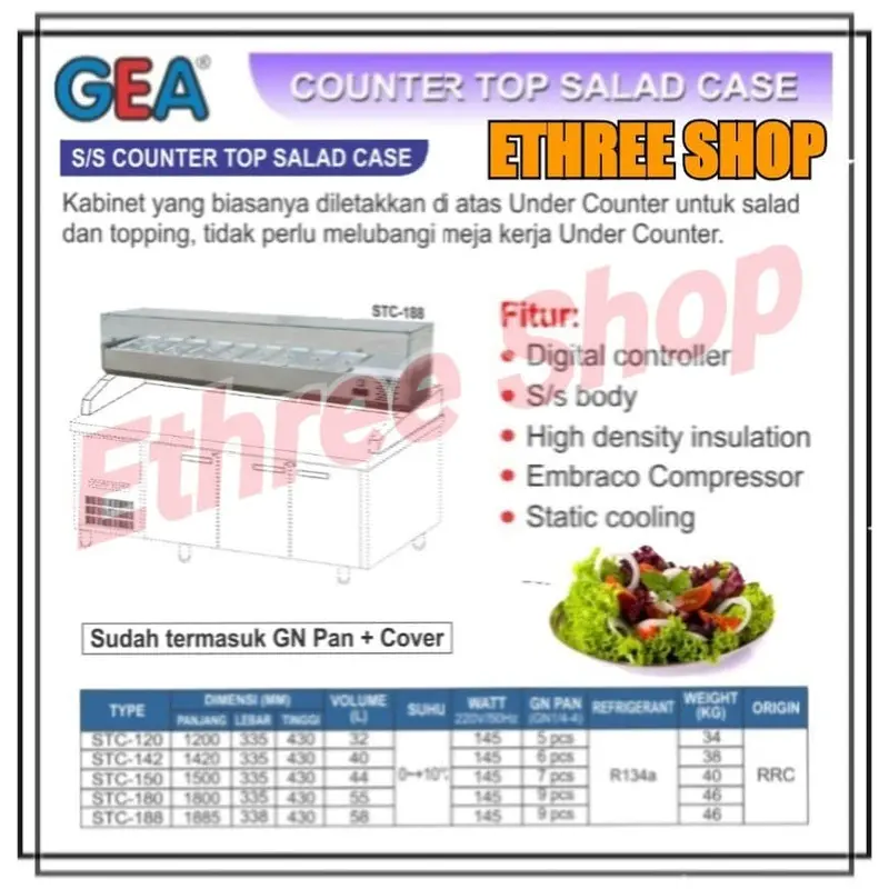 GEA STC 180 STAINLESS STEEL COUNTER TOP SALAD CASE 0
