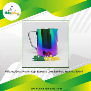 KOKE Milk Jug / Gelas Pitcher Kopi Latte Rainbow Stainless 600ml