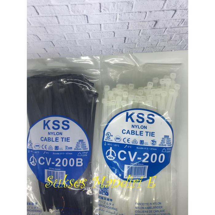 Jual cable ties CV 200 hitam - putih Kabel ties KSS 203x4.6mm CV200 CV ...