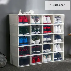 Boot Shoe Plastic Storage Transparent Box Stackable Case Drawer