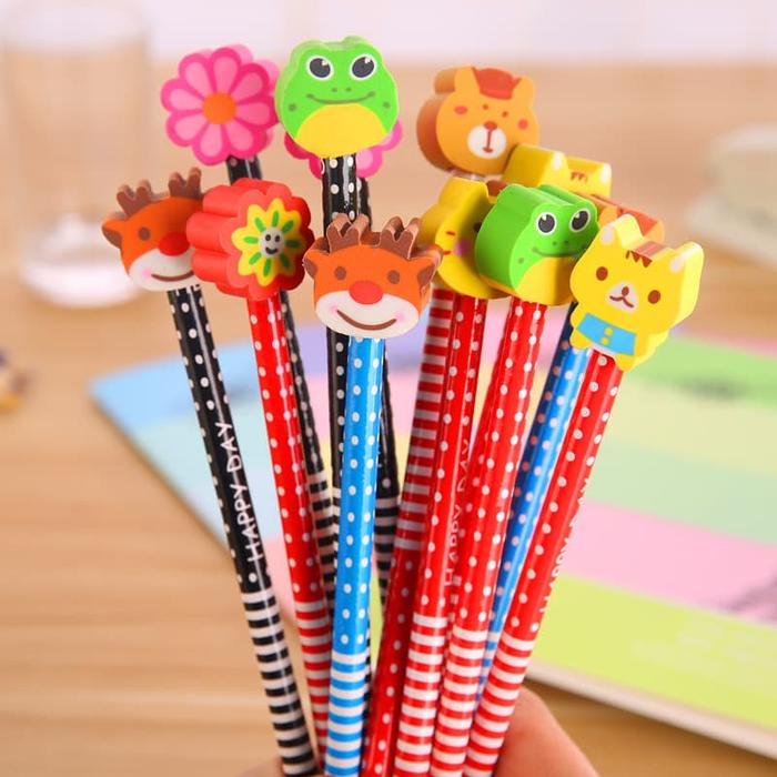 Gambar Pensil dengan Penghapus Aneka Gambar Kartun dari Dunia Jasmine Kota Surabaya Tokopedia