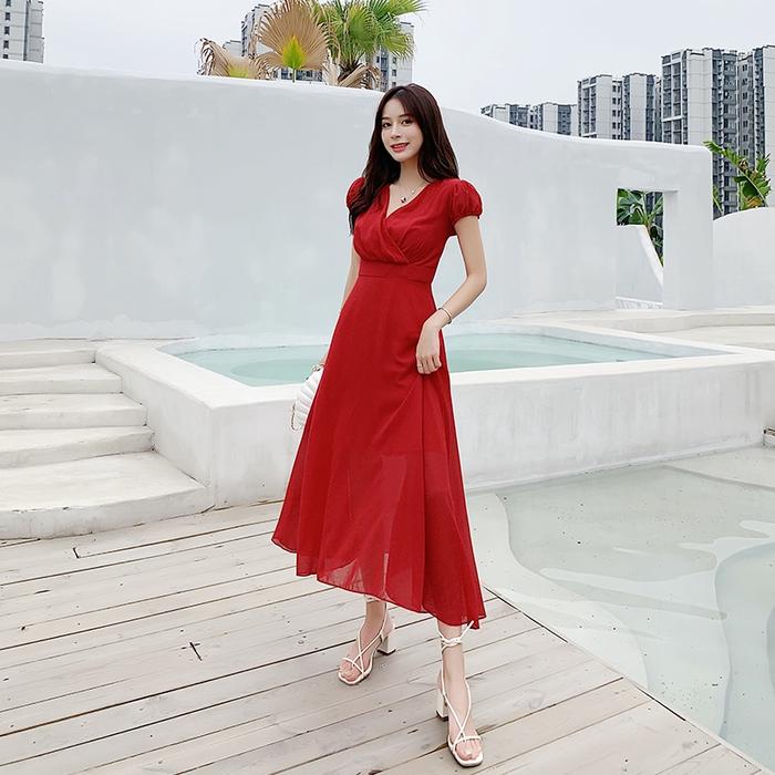 Lawn Dress Casual Dress Design 2021 Jual Long Dress Casual Model Lengan  Pendek Warna Polos Bahan