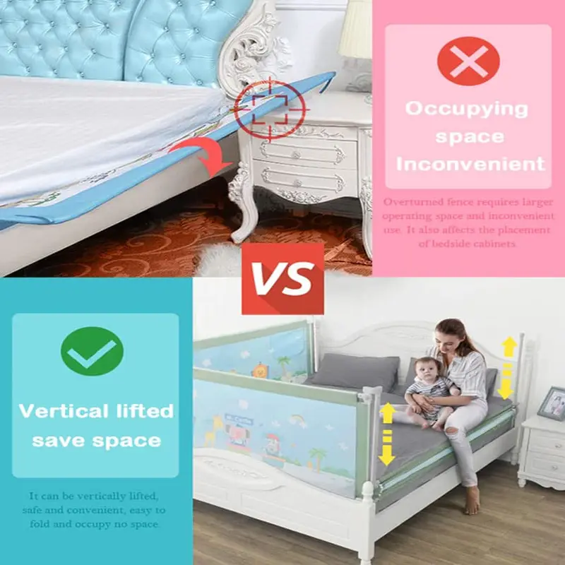 Bed Rail Bedrail Pagar Kasur Ranjang Bayi Pengaman Pembatas 200 x 80Cm 3